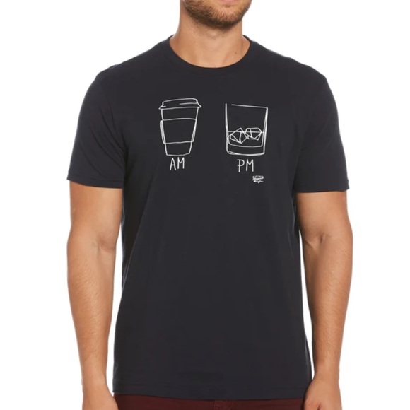 HP•XXL•PENGUIN•AM COFFEE TO PM WHISKEY NAVY BLUE TEE•SOLD OUT IN STORES• - Picture 1 of 16